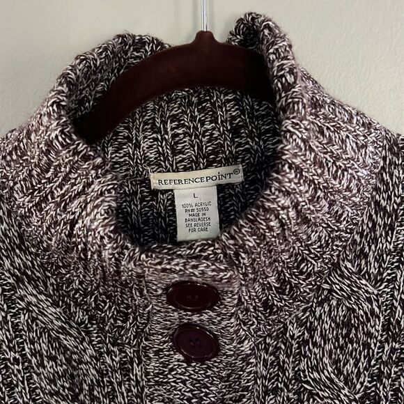 Reference Point Multi-Color Brown Button Down Cardigan Sweater Size Large - Picture 7 of 15